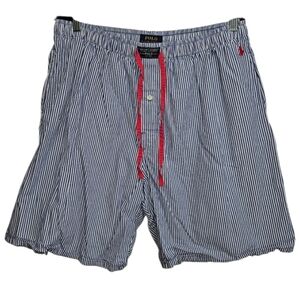 Polo Ralph Lauren Men's Blue White Stripes Shorts Pockets Drawstring Large